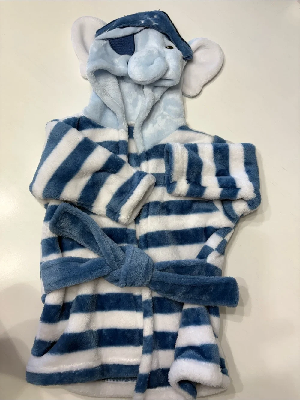 Striped Plush Infant Elephant Bath Robe size up to 9 months